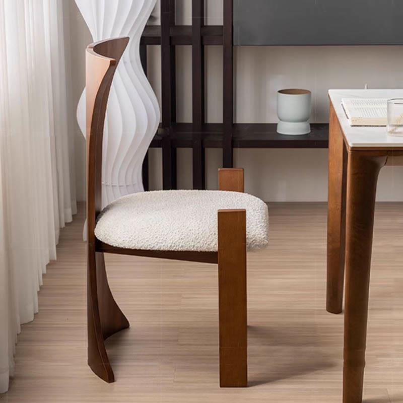 Walnut High-back Armless Dining Chair - image 3