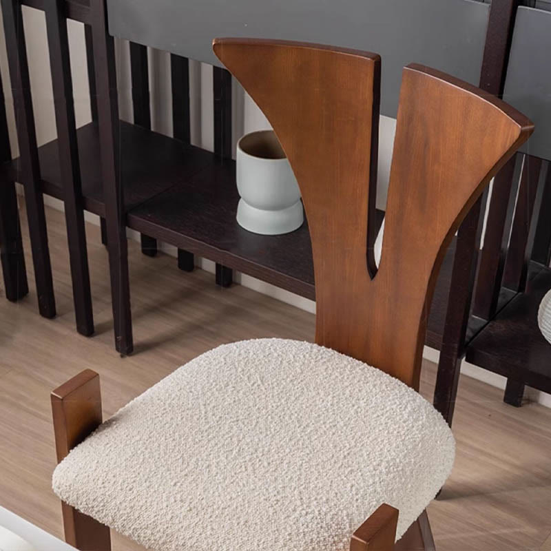 Walnut High-back Armless Dining Chair