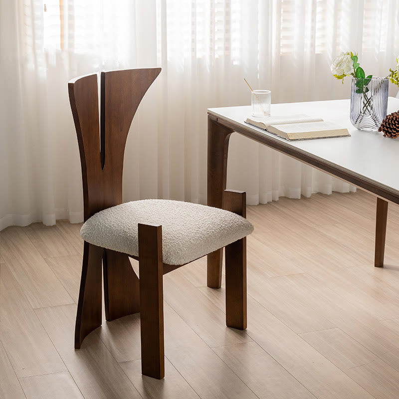 Walnut High-back Armless Dining Chair