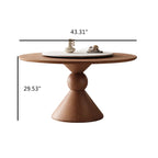  Solid Wood Rotating Lazy Susan Cream Dining Table - image 8