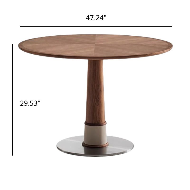 Solid Wood Tabletop Dining Table With Mental Base