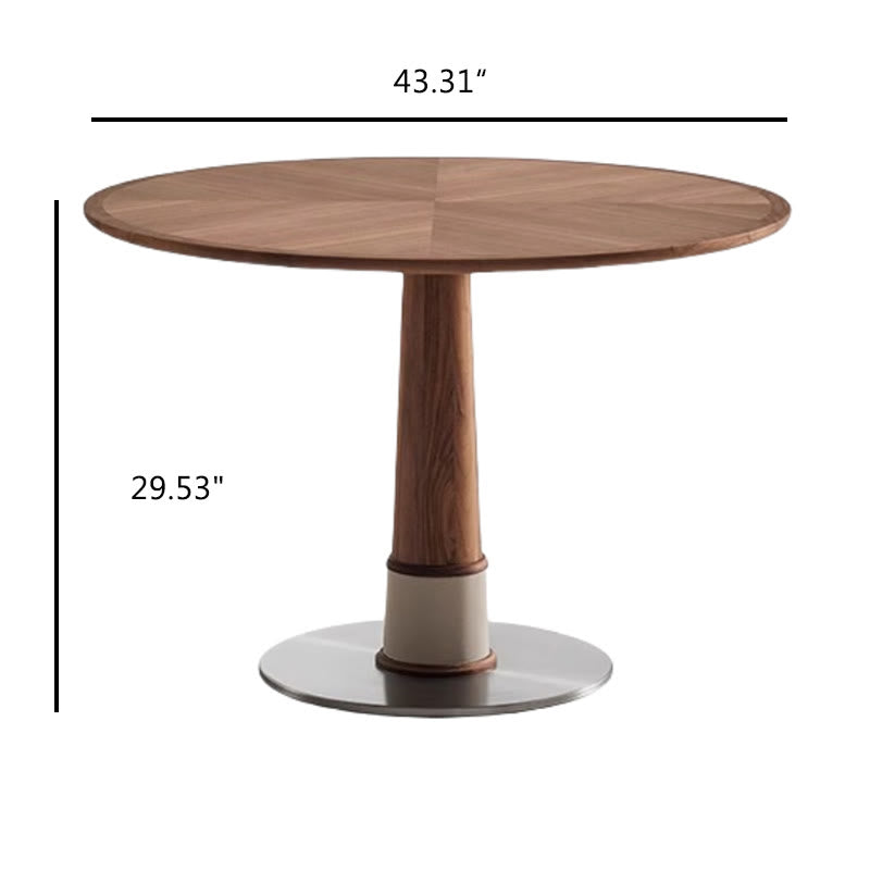 Solid Wood Tabletop Dining Table With Mental Base