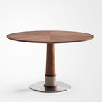  Solid Wood Tabletop Dining Table With Mental Base - image 1