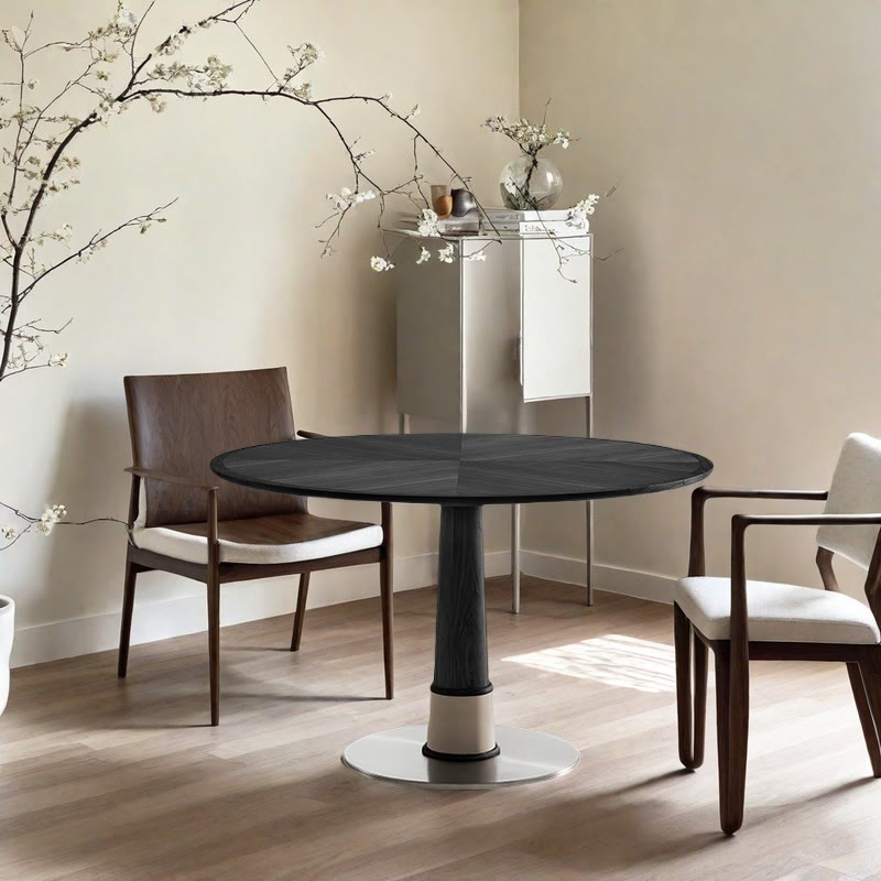  Solid Wood Tabletop Dining Table With Mental Base - image 6