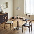  Solid Wood Tabletop Dining Table With Mental Base - image 2