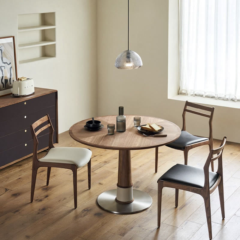  Solid Wood Tabletop Dining Table With Mental Base - image 2