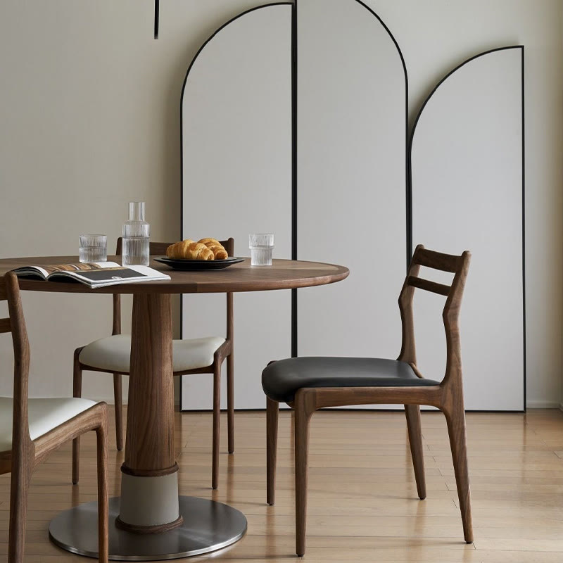  Solid Wood Tabletop Dining Table With Mental Base - image 3