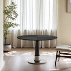  Solid Wood Tabletop Dining Table With Mental Base - Black - W47.24" x D47.24" x H29.53" - image 5