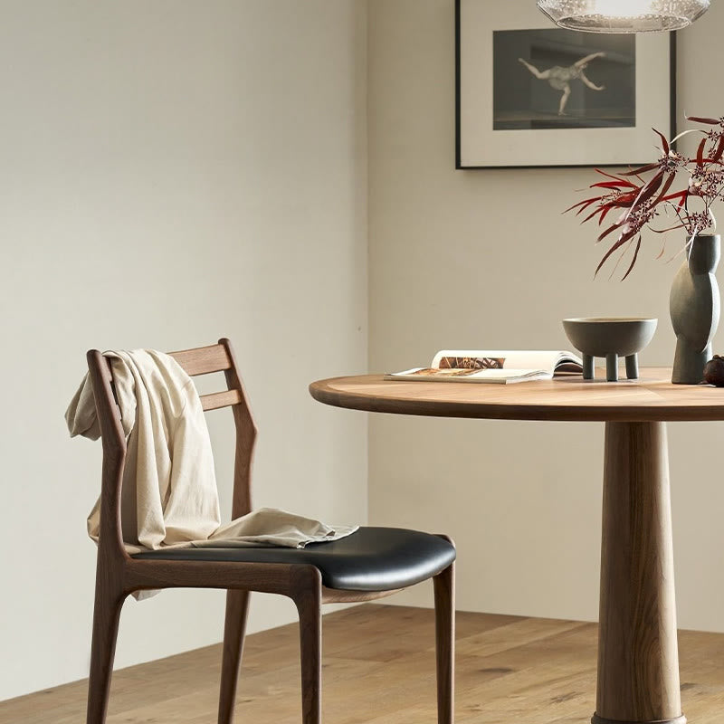 Solid Wood Tabletop Dining Table With Mental Base