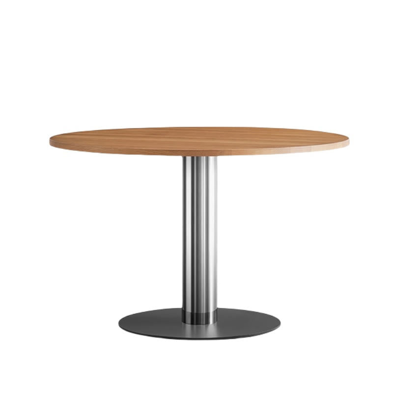 Modern Solid Wood Dining Table With Stainless Steel Base