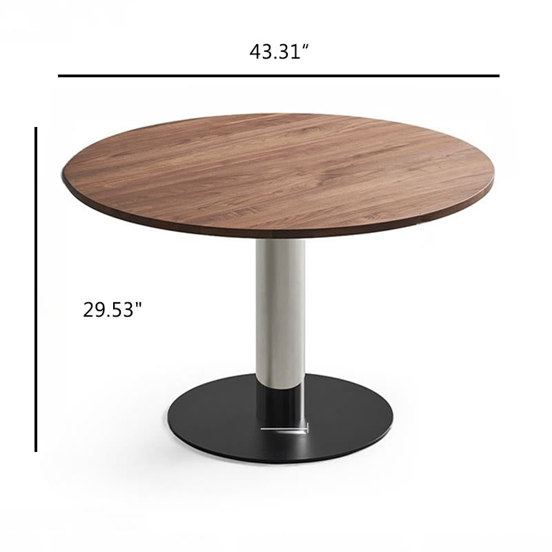 Modern Solid Wood Dining Table With Stainless Steel Base