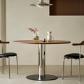 Modern Solid Wood Dining Table With Stainless Steel Base - Walnut - W47.24" x D47.24" x H29.53" - image 0