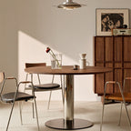 Modern Solid Wood Dining Table With Stainless Steel Base - image 3