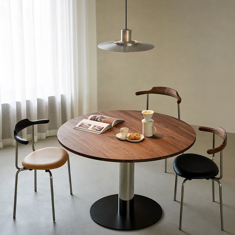 Modern Solid Wood Dining Table With Stainless Steel Base - image 2