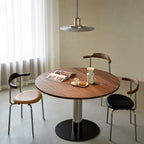 Modern Solid Wood Dining Table With Stainless Steel Base - image 2