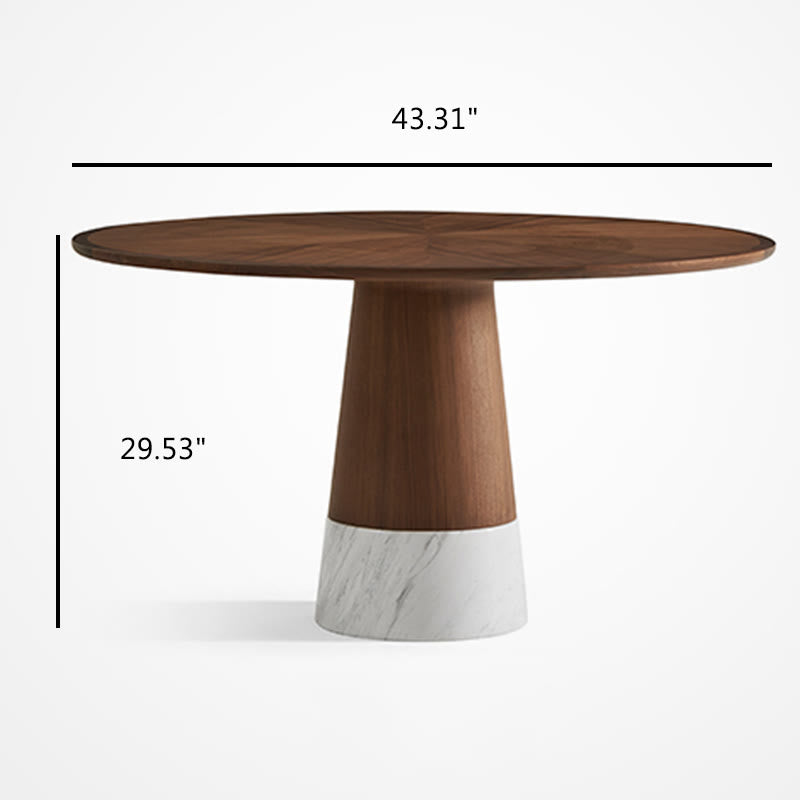 Round Walnut Wood Modern Dining Table