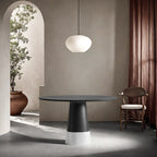 Round Walnut Wood Modern Dining Table - Black - W47.24" x D47.24" x H29.53" - image 4