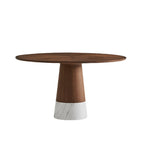Round Walnut Wood Modern Dining Table - image 1