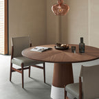 Round Walnut Wood Modern Dining Table - image 2