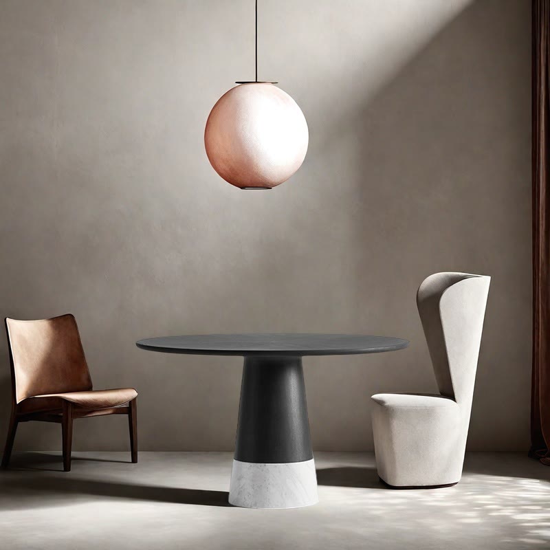 Round Walnut Wood Modern Dining Table - image 3