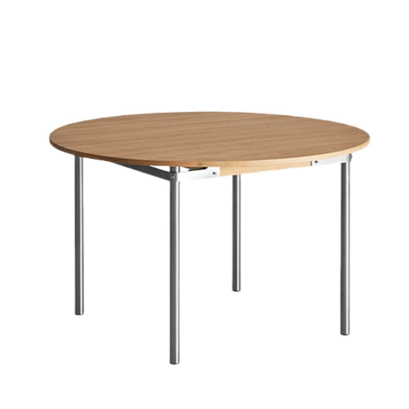Modern Round Mental Dining Table With Wood Top