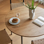 Modern Round Mental Dining Table With Wood Top - image 4