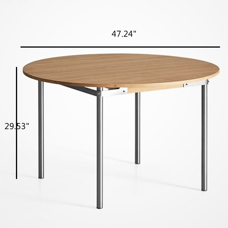 Modern Round Mental Dining Table With Wood Top