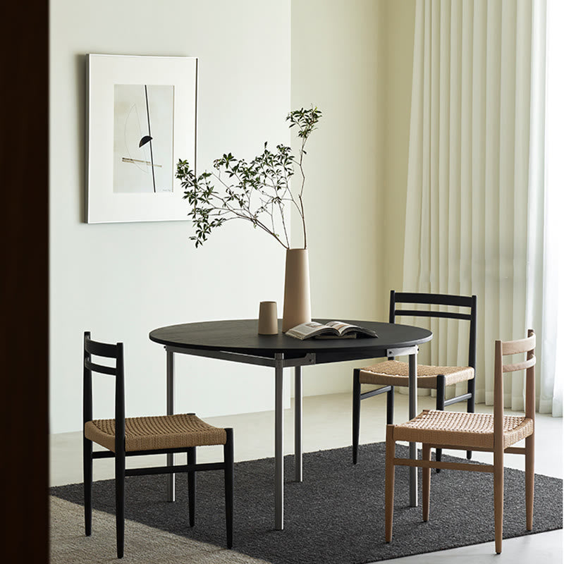 Modern Round Mental Dining Table With Wood Top