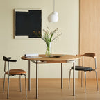 Modern Round Mental Dining Table With Wood Top - Walnut - W47.24" x D47.24" x H29.53" - image 0