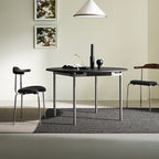 Modern Round Mental Dining Table With Wood Top - Black - W47.24" x D47.24" x H29.53" - image 6