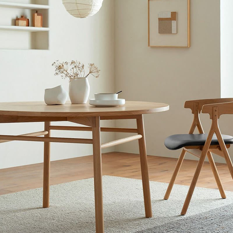 Modern Four-legged Solid Wood Round Table