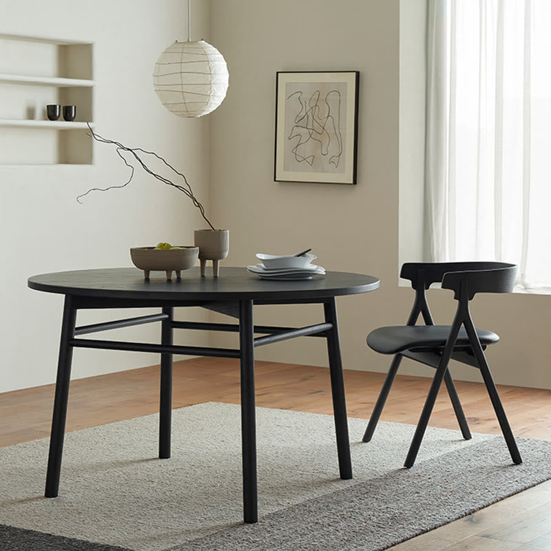 Modern Four-legged Solid Wood Round Table - Black - image 0