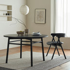 Modern Four-legged Solid Wood Round Table - Black - image 0