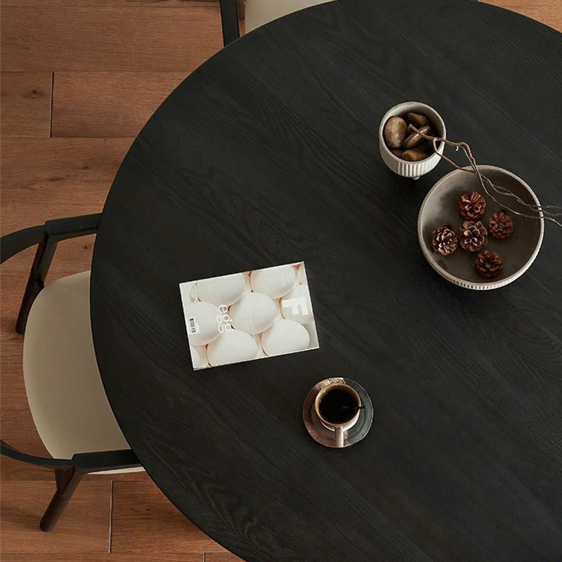 Modern Four-legged Solid Wood Round Table