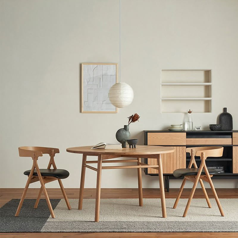 Modern Four-legged Solid Wood Round Table