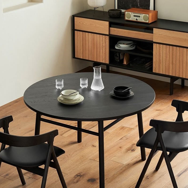 Modern Four-legged Solid Wood Round Table