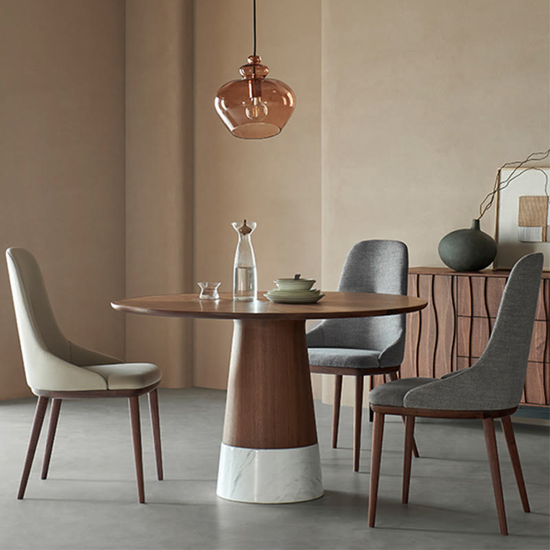Round Walnut Wood Modern Dining Table - Walnut - W47.24" x D47.24" x H29.53" - image 0