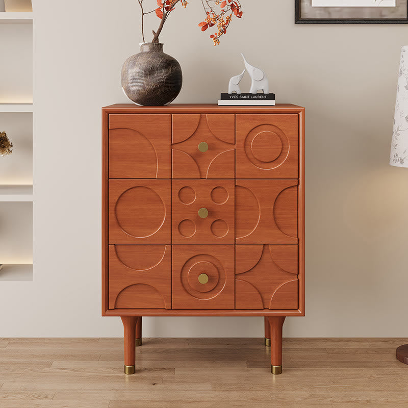 Carved Solid Wood Bedside Table - 2x Caramel A - image 0