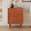 Carved Solid Wood Bedside Table - 2x Caramel A - image 0
