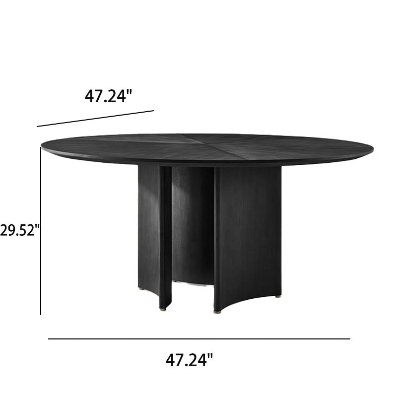 Semicircular Base Design Solid Wood Dining Table