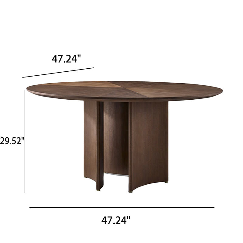 Semicircular Base Design Solid Wood Dining Table