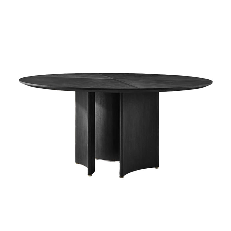 Semicircular Base Design Solid Wood Dining Table - image 1
