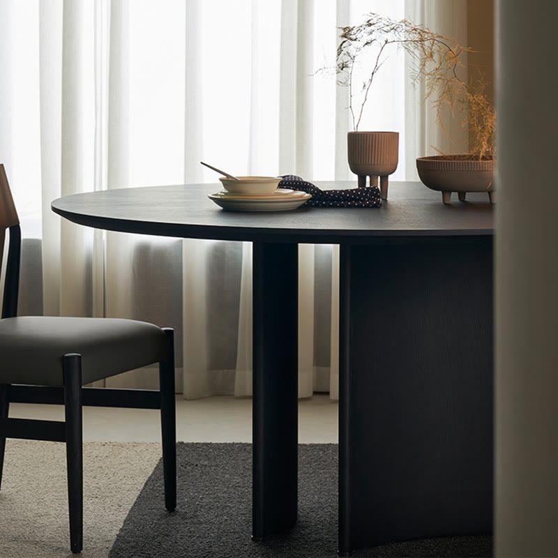 Semicircular Base Design Solid Wood Dining Table - image 4