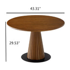 Retro Conical Solid Wood Dining Table With Metal Base - image 8