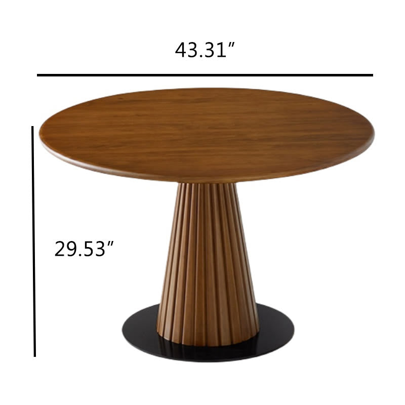 Retro Conical Solid Wood Dining Table With Metal Base - image 8