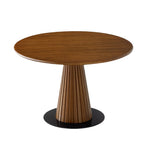 Retro Conical Solid Wood Dining Table With Metal Base - image 1