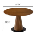 Retro Conical Solid Wood Dining Table With Metal Base - image 9