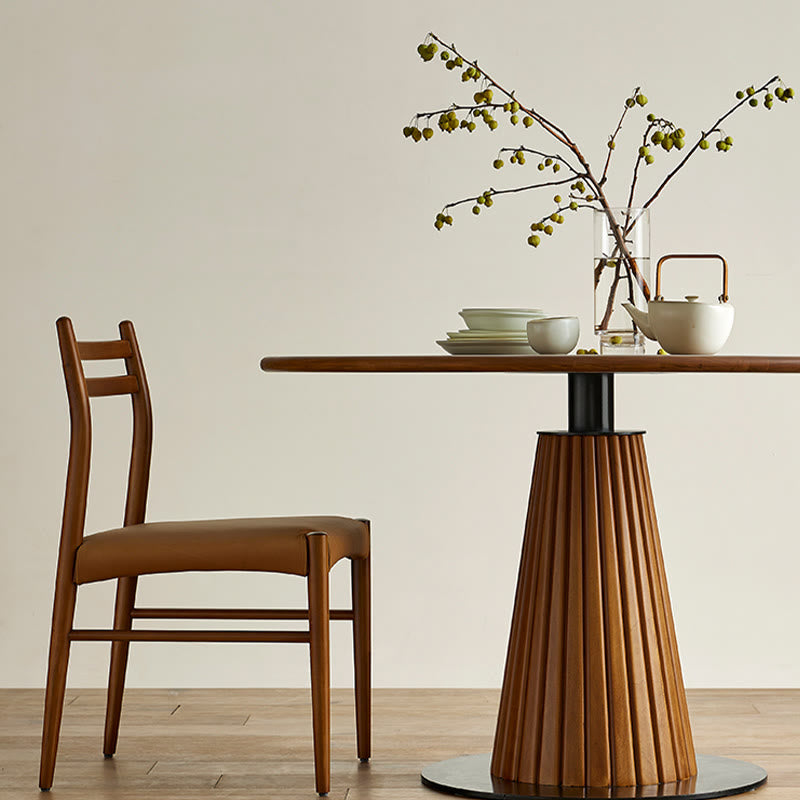 Retro Conical Solid Wood Dining Table With Metal Base - image 4