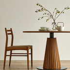 Retro Conical Solid Wood Dining Table With Metal Base - image 4