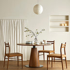 Retro Conical Solid Wood Dining Table With Metal Base - Walnut - W47.24" x D47.24" x H29.53" - image 0